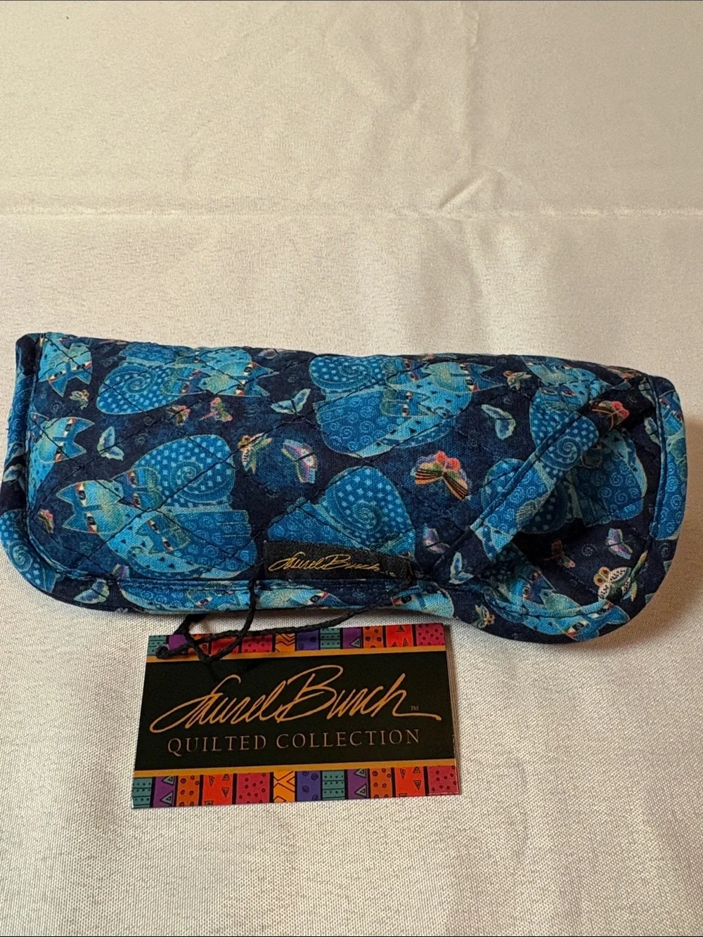 Laurel Burch Blue Cat Print Quilted Cosmetic Case